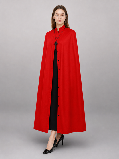 Red Long Carnival Cloak with Collar