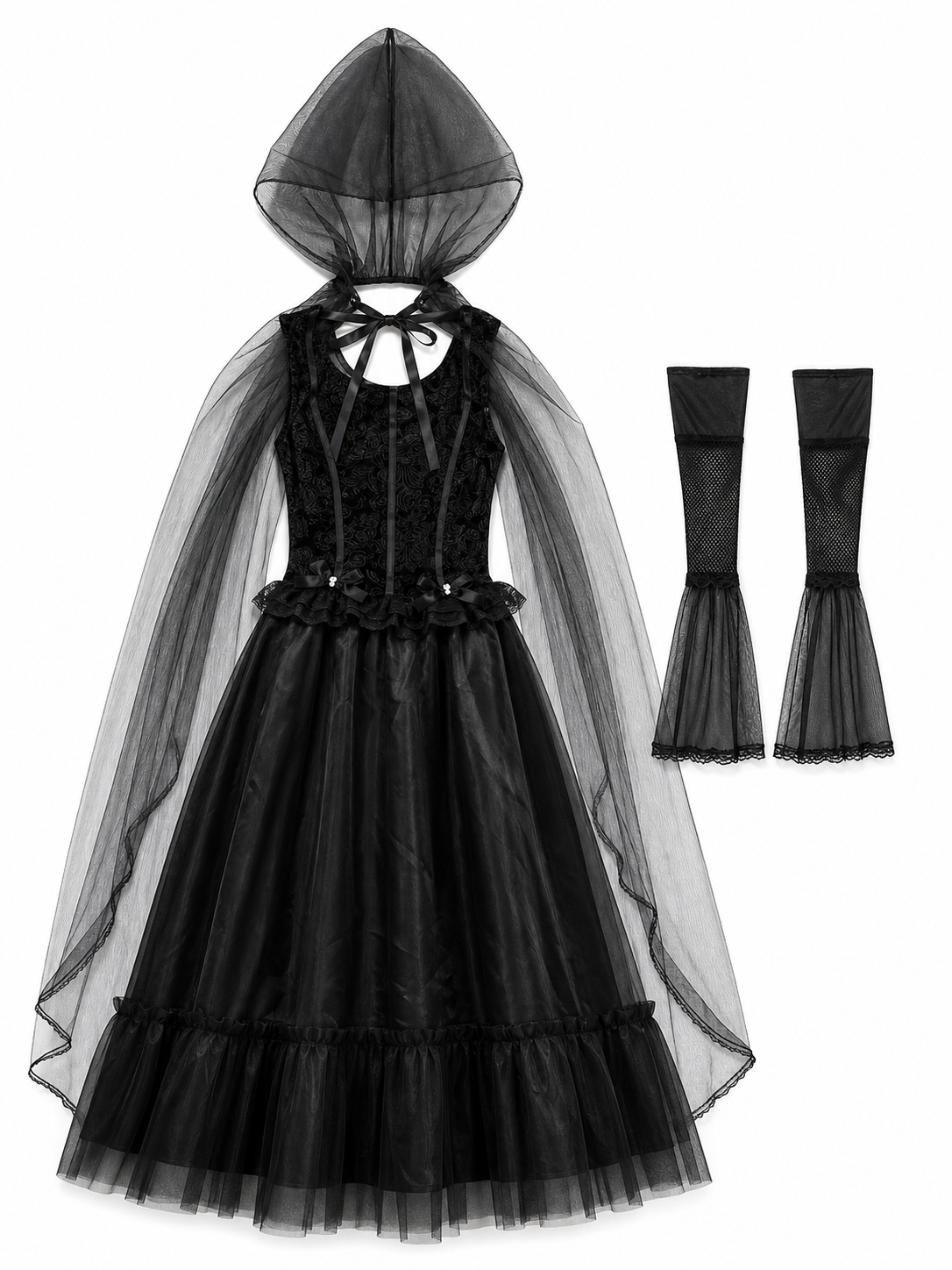 Gothic Hooded Dress with Black Cape