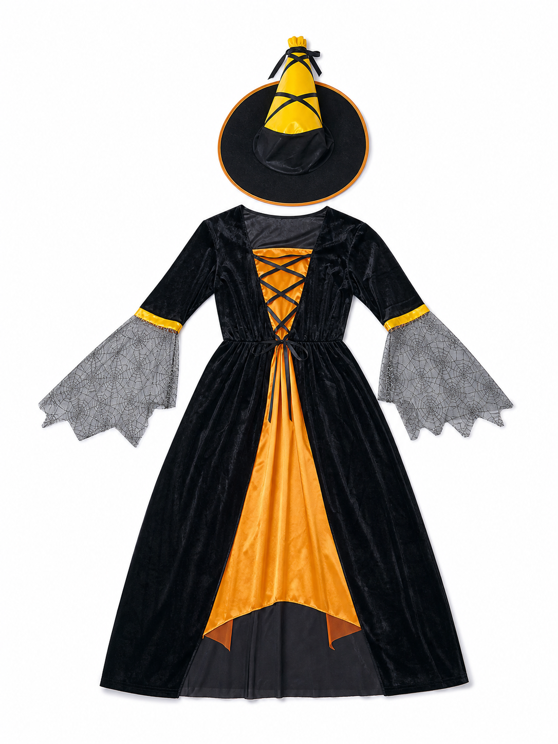 Halloween witch costume with dress and hat included items