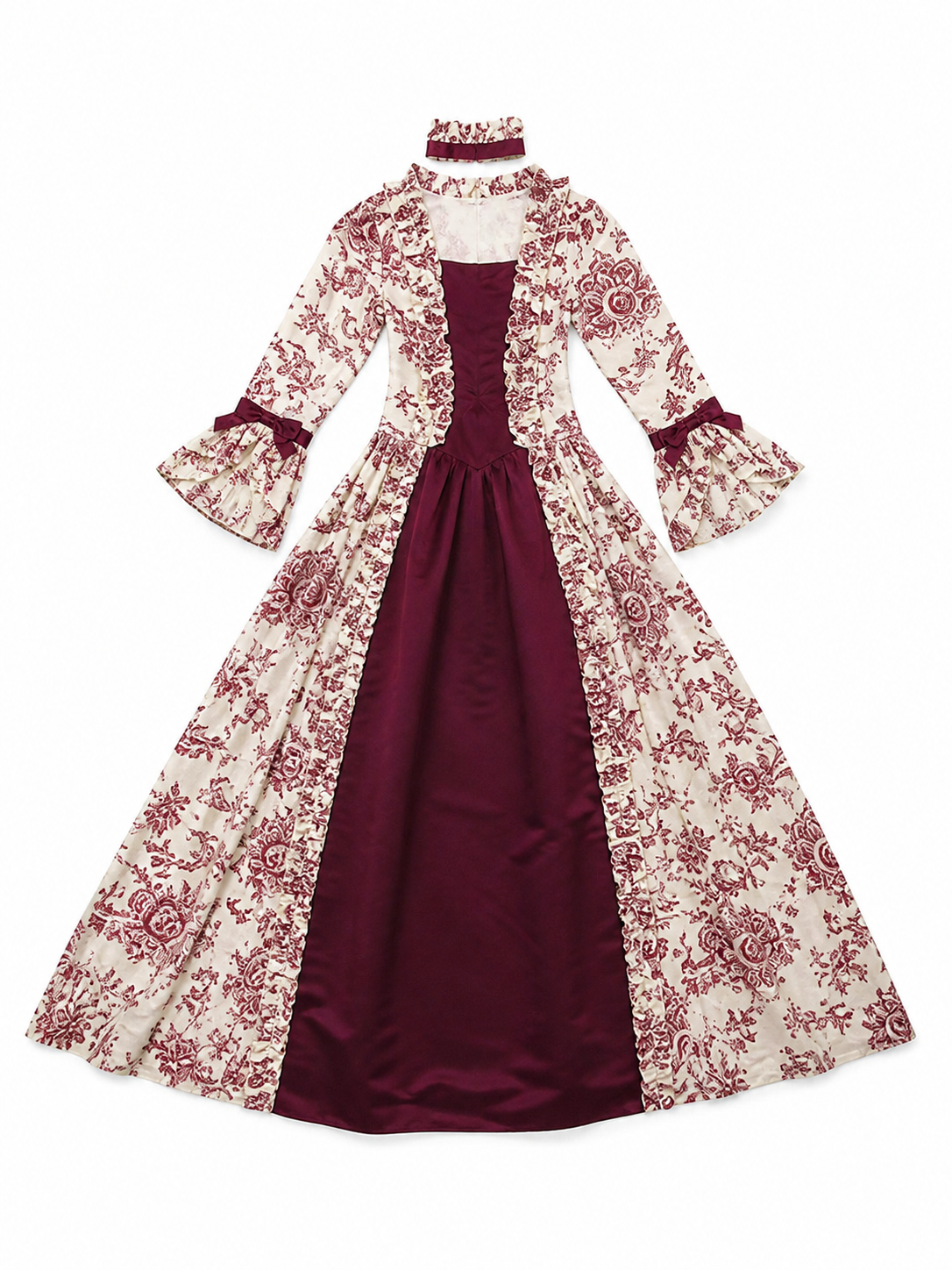 Vintage Dress with an Ornate Pattern and Full Sleeves