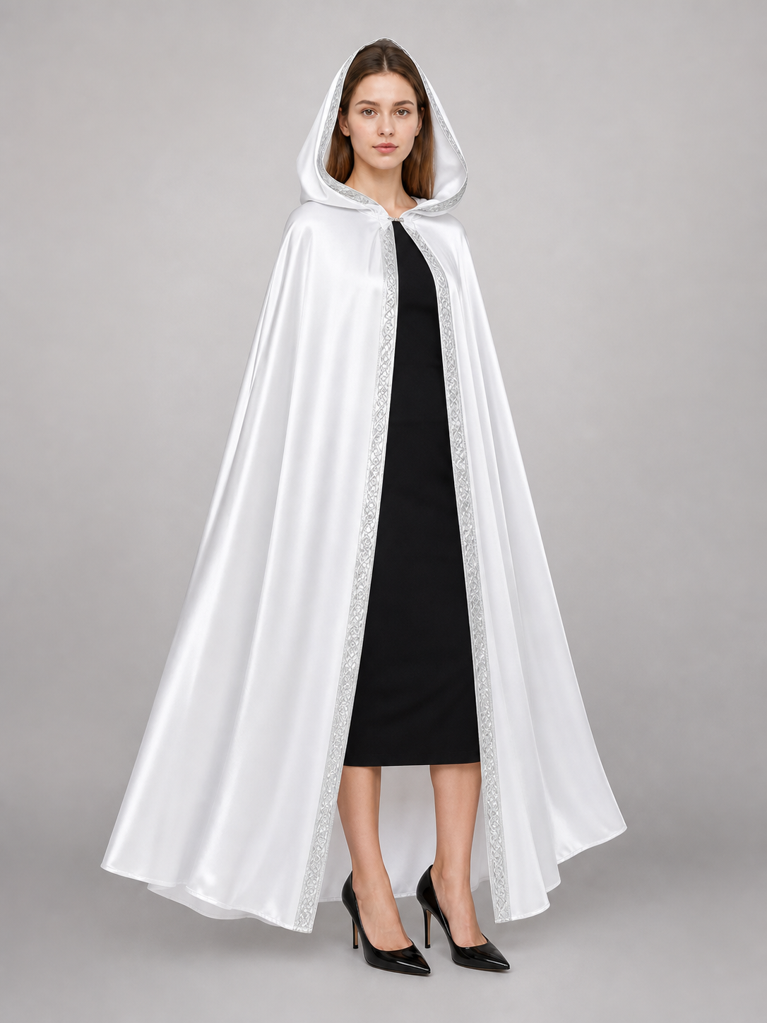 White Hooded Costume Cape, Medieval