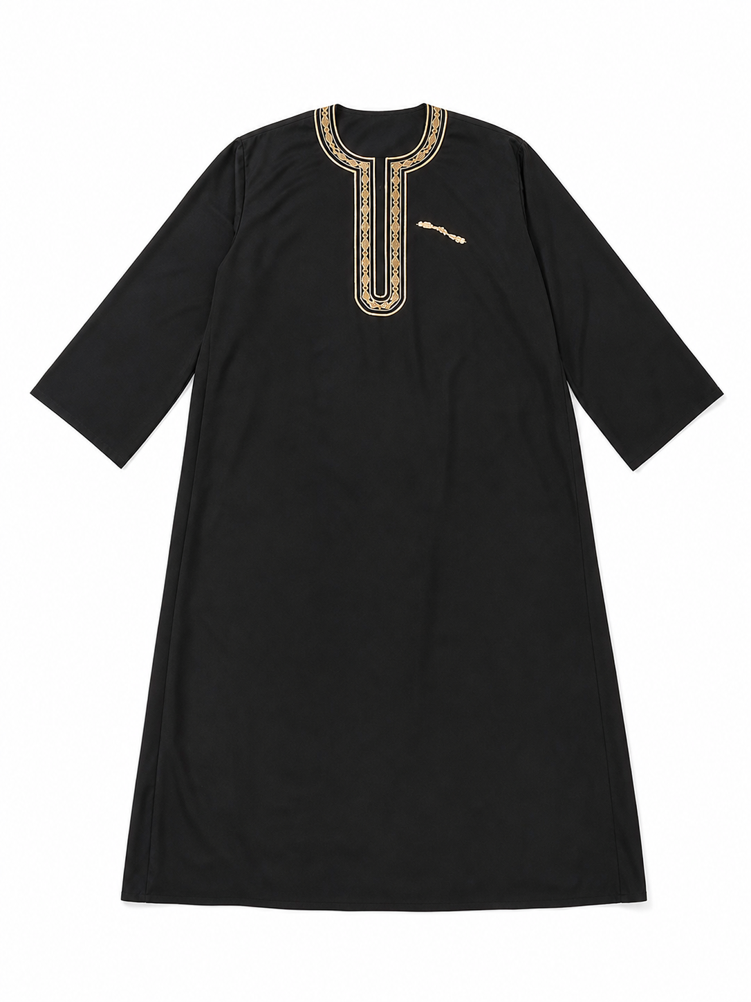 Long Robe with Gold Trim, Black