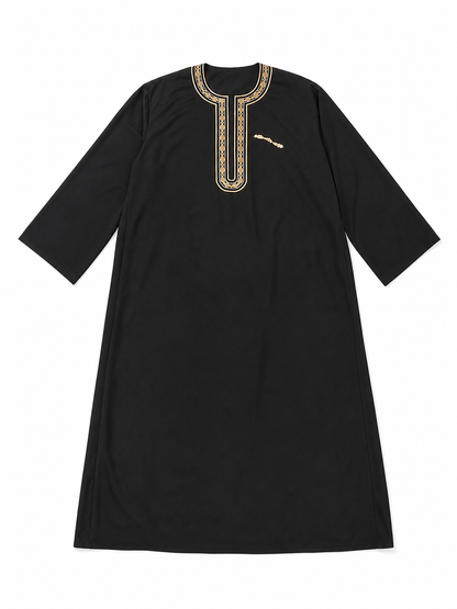 Long Robe with Gold Trim, Black