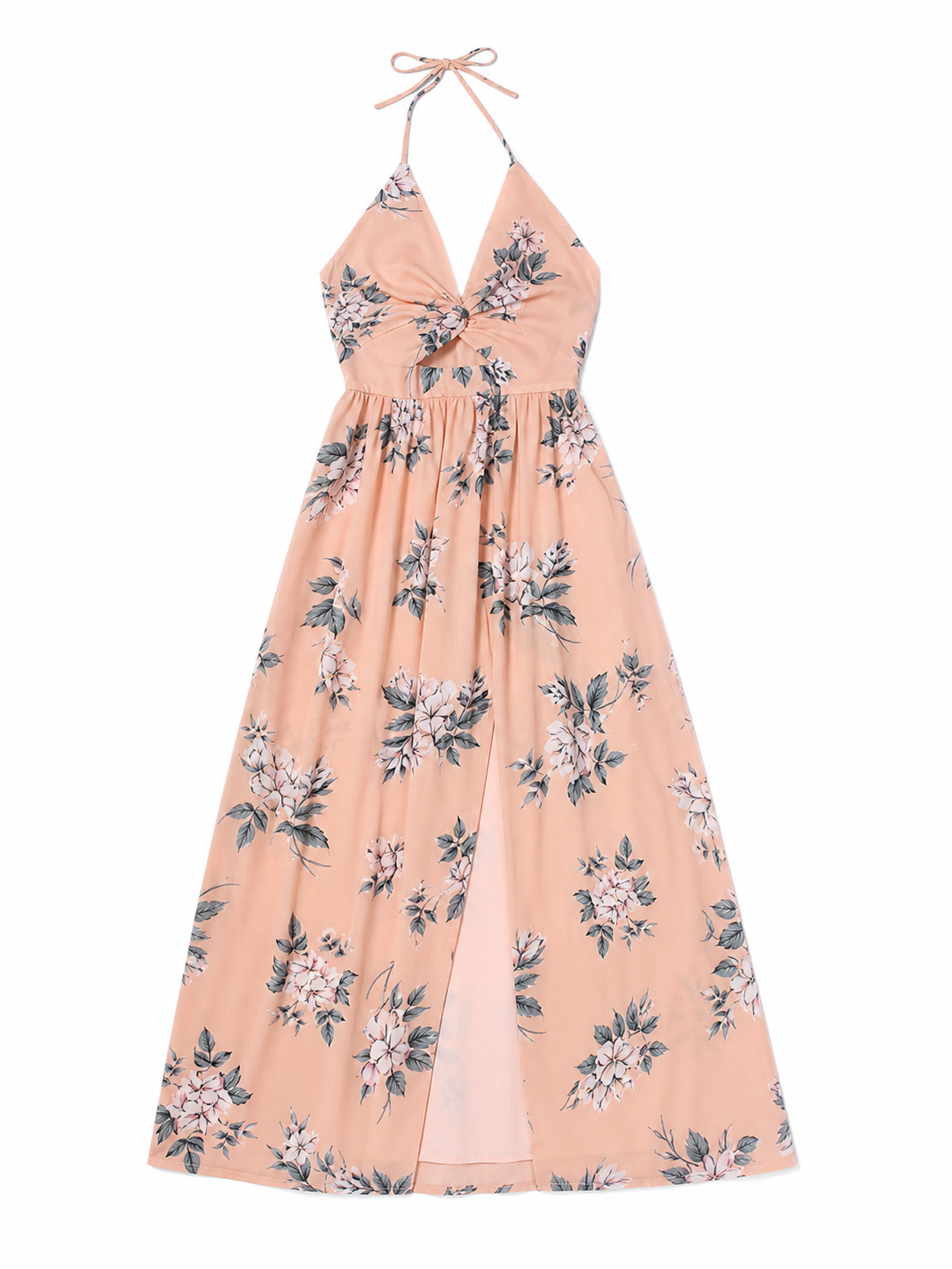 Floral Print Maxi Beach Dress with Slit