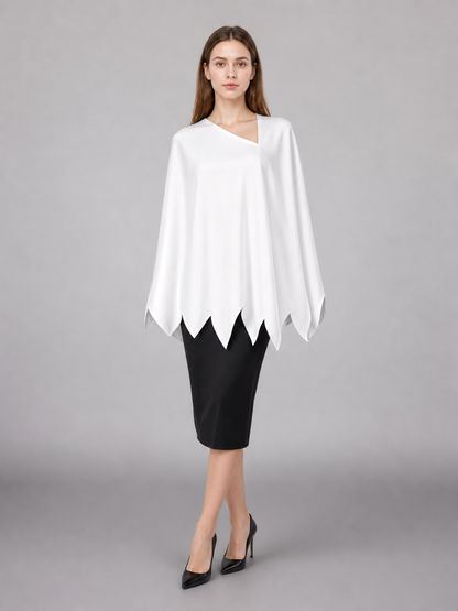 Women's White Cavewoman Costume Dress: One-Shoulder Asymmetric Neckline included items