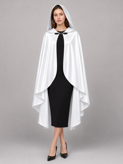 White Hooded Costume Cloak, Flowing Silhouette