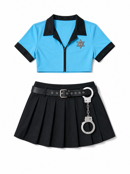Police-Style Costume with Skirt and Cap
