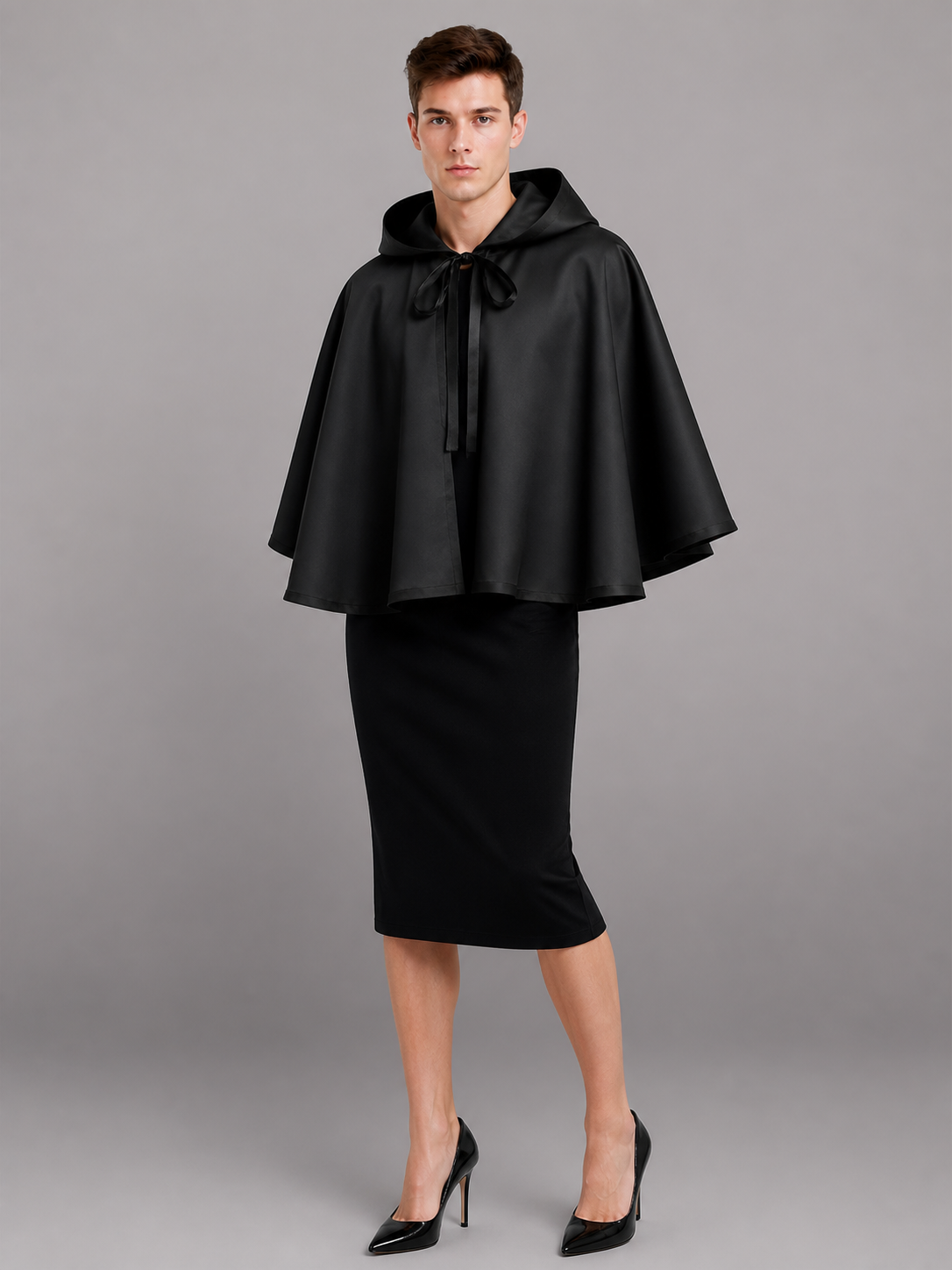 Black Hooded Carnival Cloak for Cosplay
