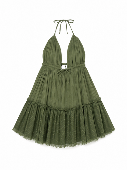 Sleeveless Boho Cotton Dress with Open Back