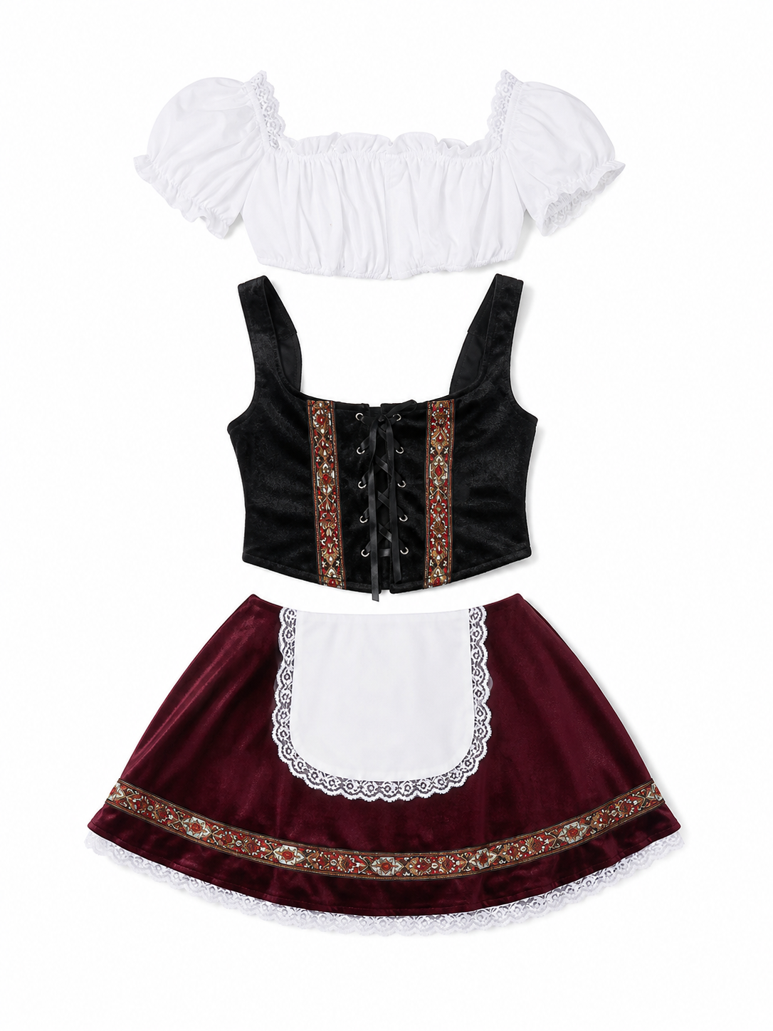Historical Ethnic Costume with Apron and Lacing