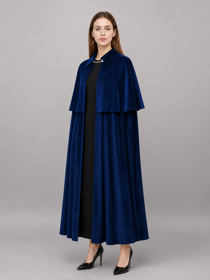 Dark Blue Costume Cape with Stand-Up Collar