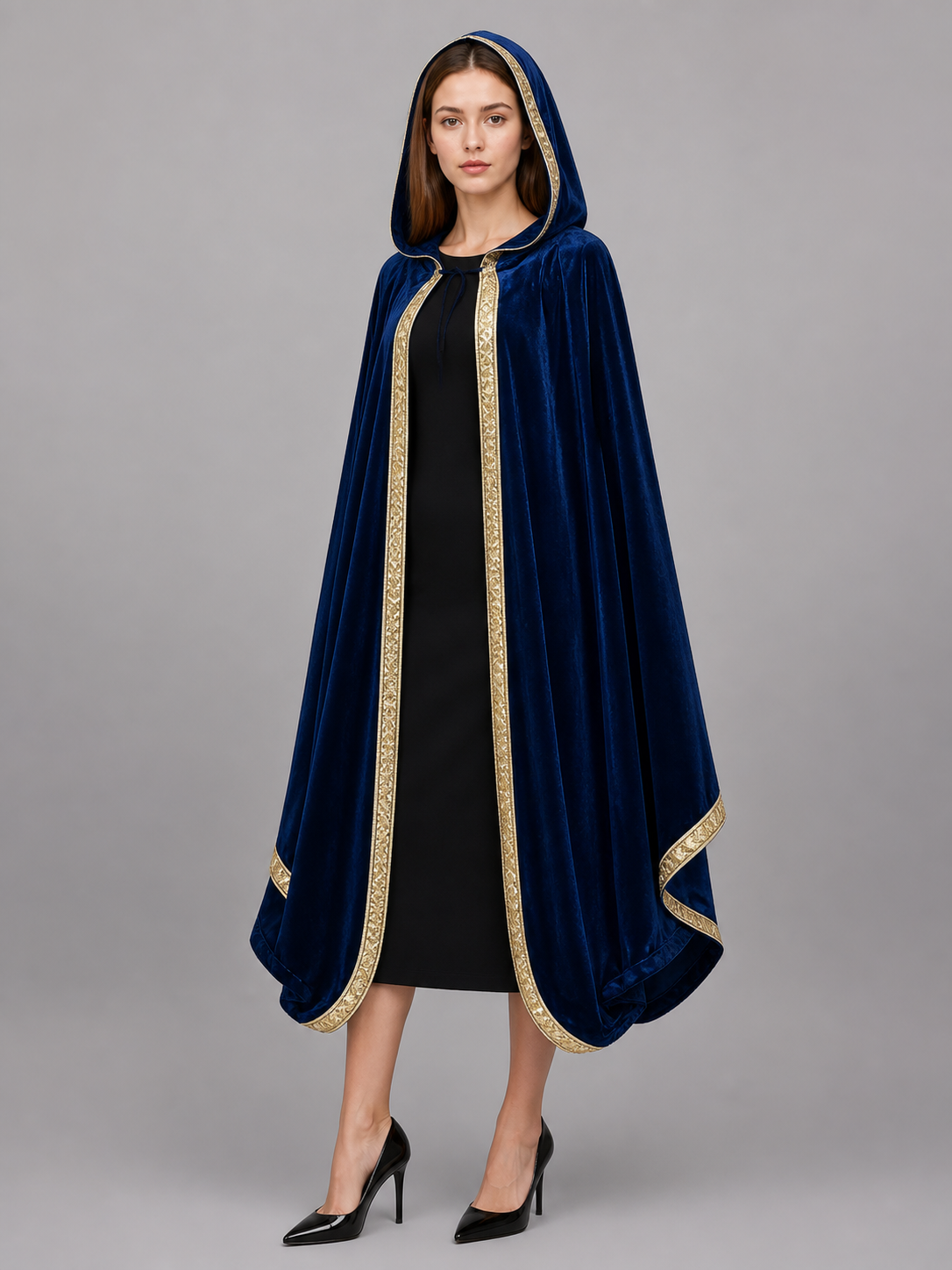Dark Blue Hooded Carnival Cloak