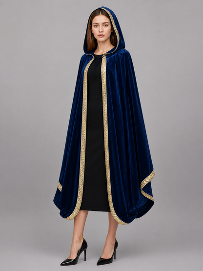 Dark Blue Hooded Carnival Cloak