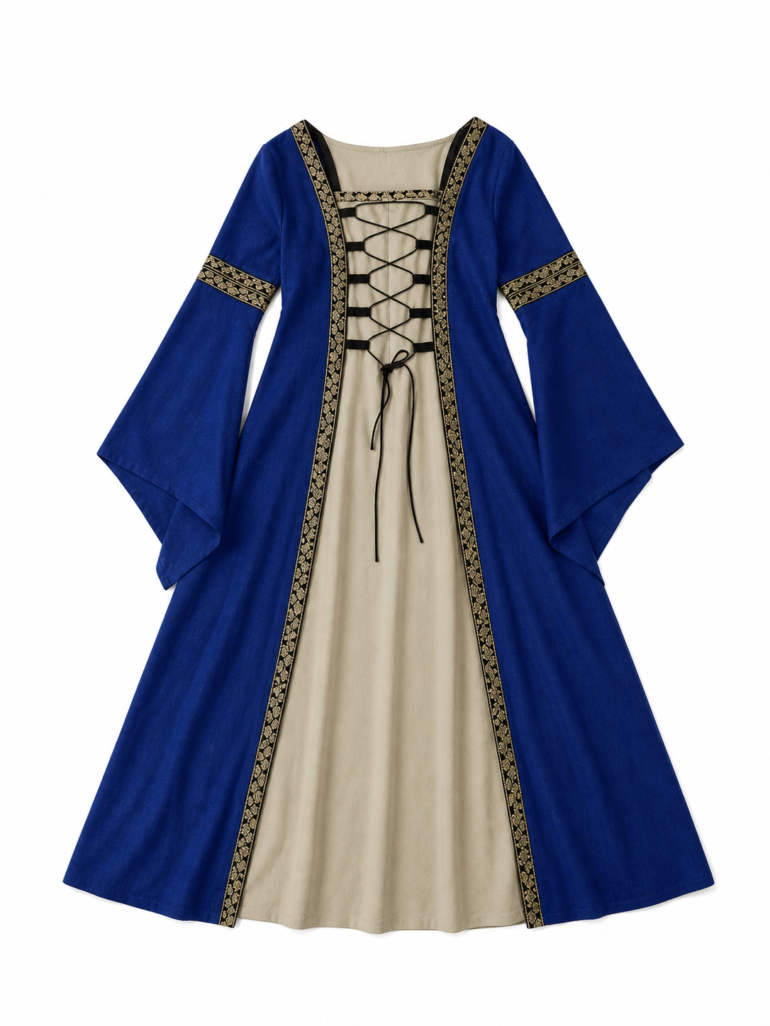 Long Medieval-Style Dress with Lacing