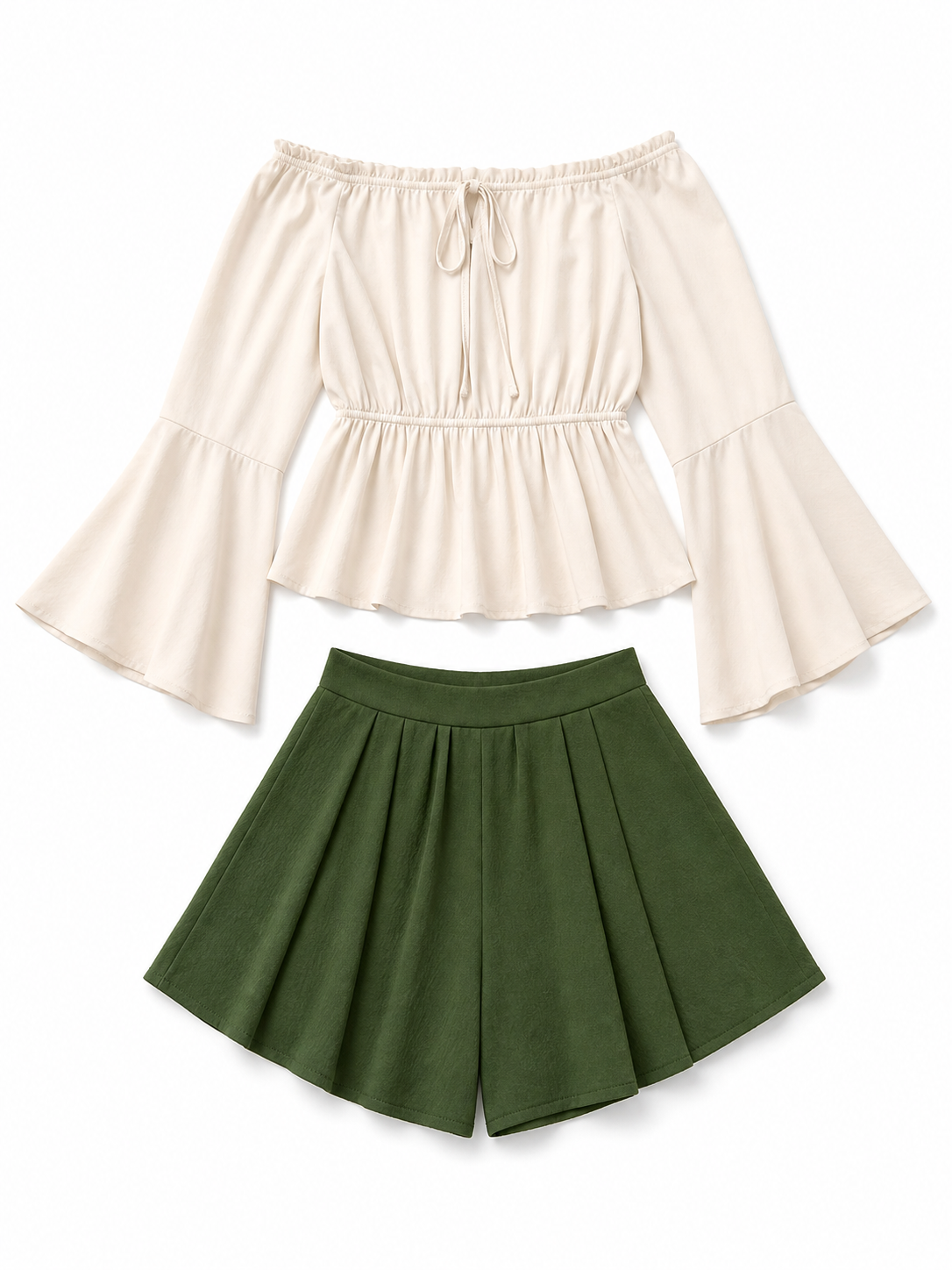 Off-the-Shoulder Blouse with Flared Sleeves