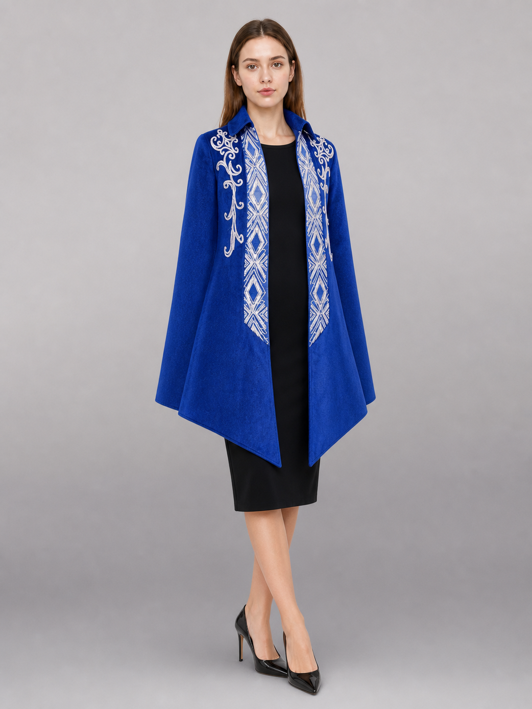 Long Blue Embroidered Costume Tailcoat