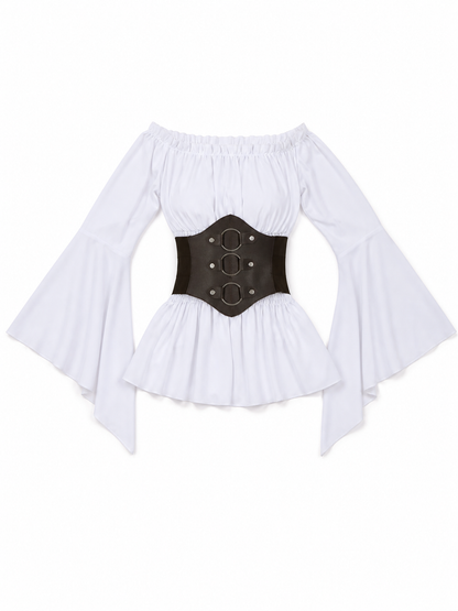 Off-the-Shoulder Cosplay Blouse with Belt
