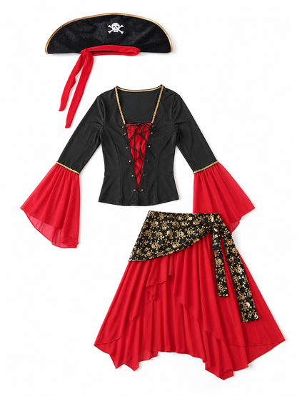 Pirate Carnival Costume: Dress, Hat, and Belt