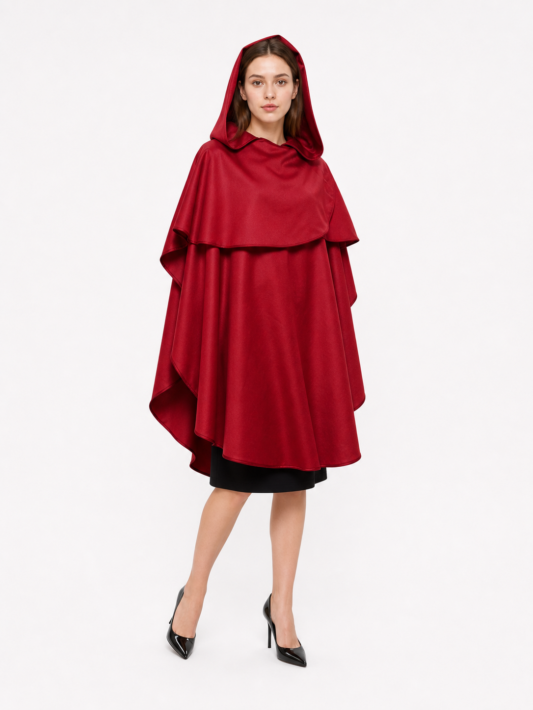 Burgundy hooded costume cloak for cosplay