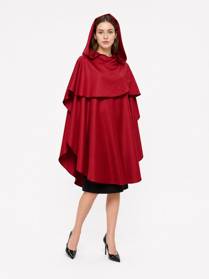 Burgundy hooded costume cloak for cosplay