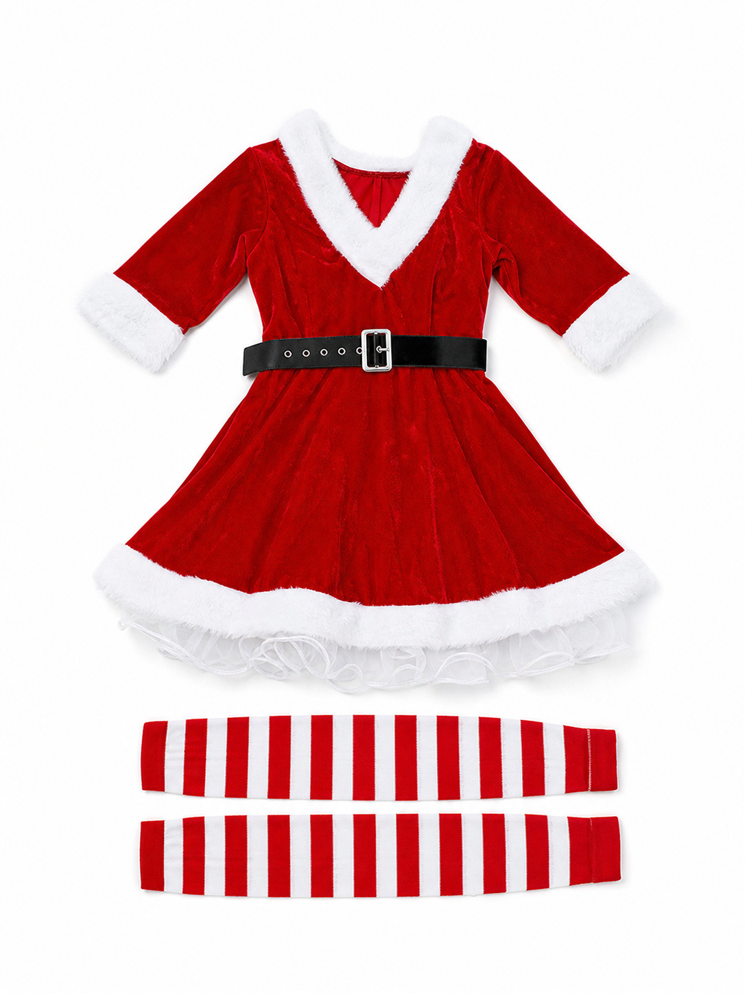 Christmas Santa dress costume with belt and stockings