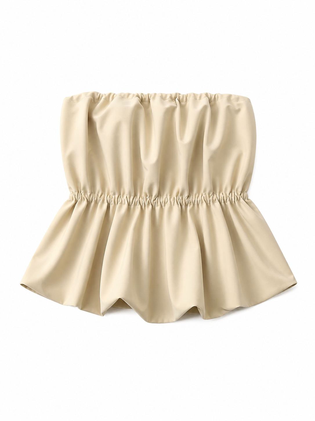 Strapless Peplum Bustier Top, Beige