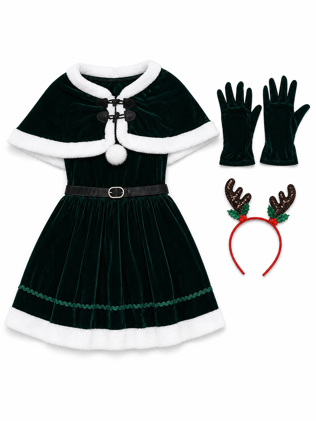 Reindeer Costume: dress, cape, and accessories