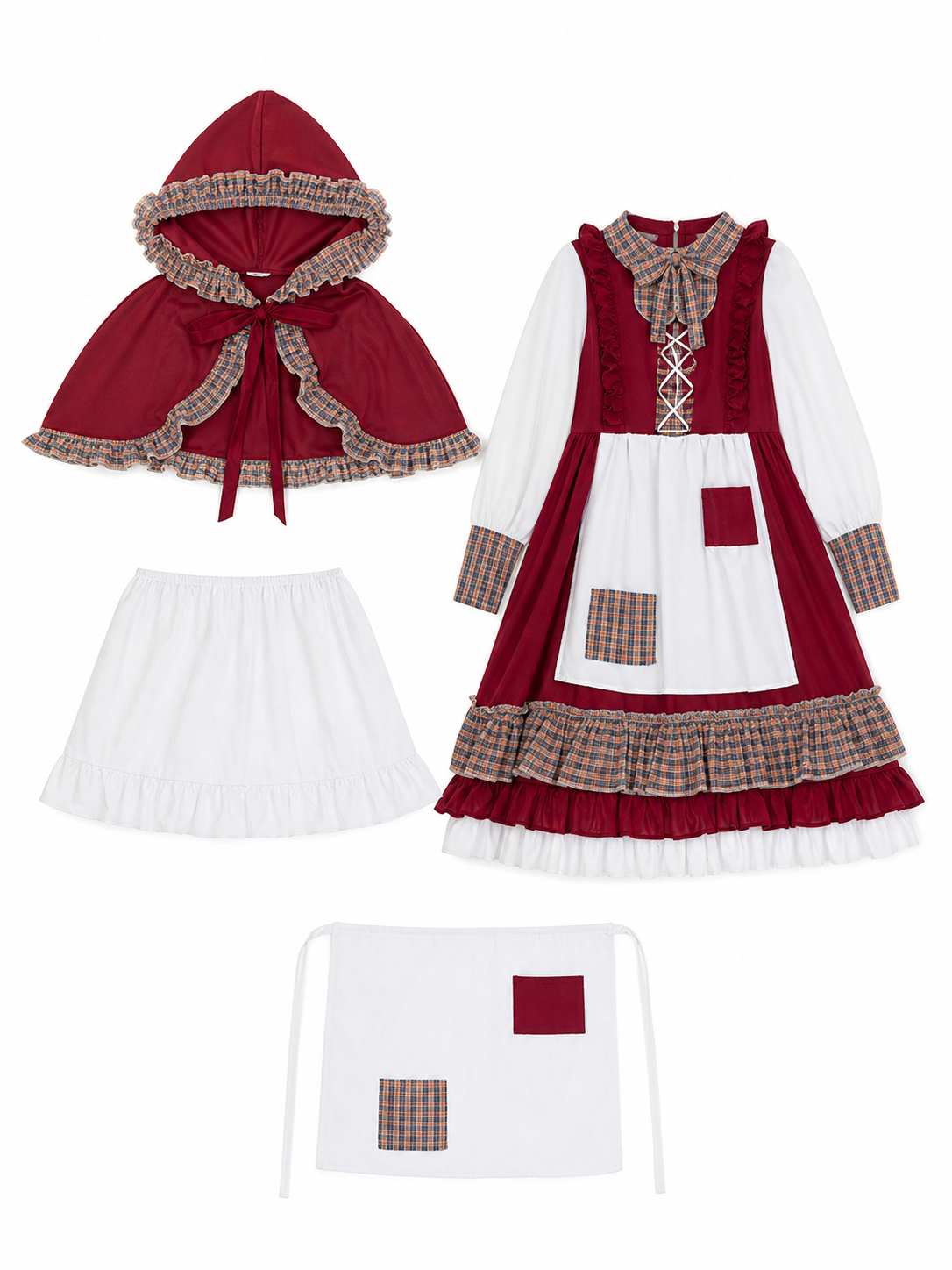 Little Red Riding Hood Costume: Dress with Apron and Cape