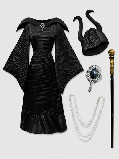 Gothic cosplay costume with crown and wand