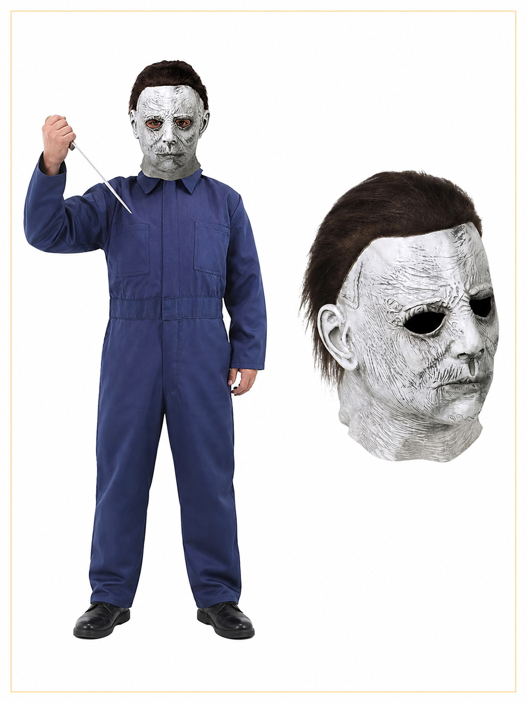 Halloween Carnival Mask with Brown Hair included items 2