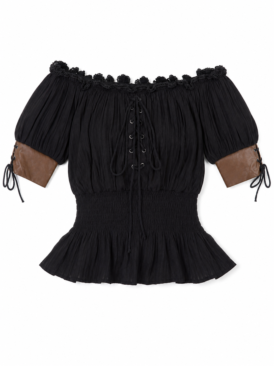 Gothic Off-the-Shoulder Lace-Up Top