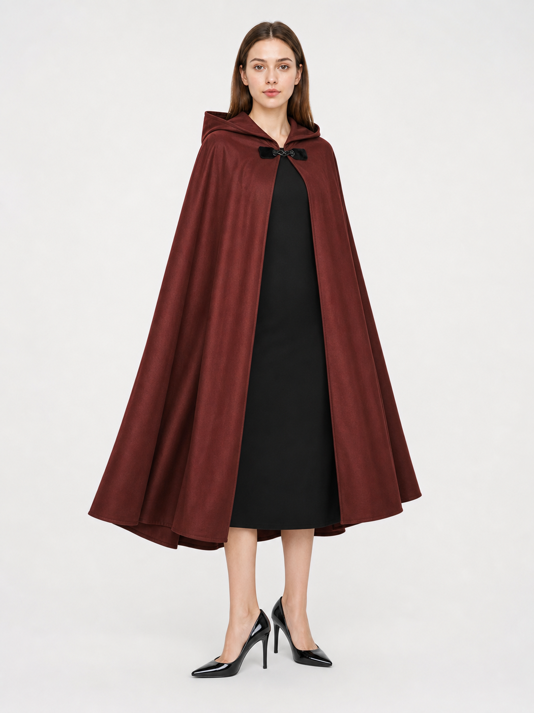 Burgundy Hooded Carnival Cloak for Cosplay