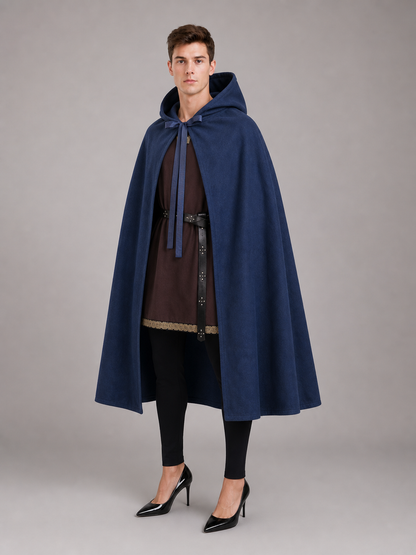 Blue Hooded Medieval Carnival Cloak