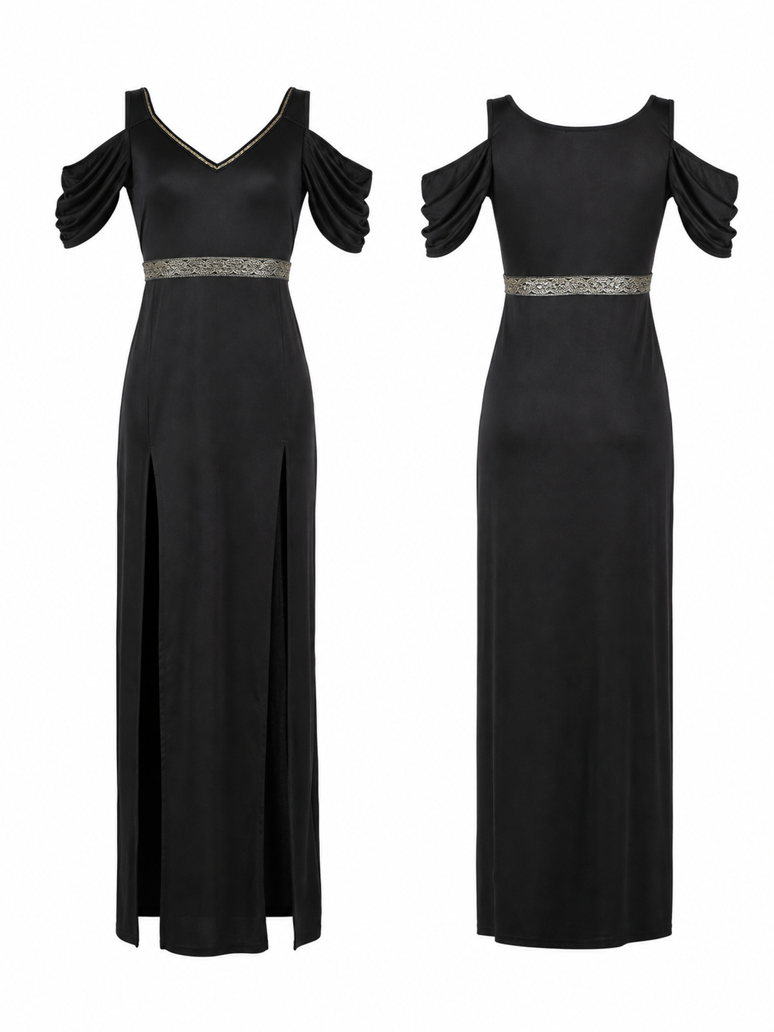 Cosplay Dress with Gold Belt and Slits included items