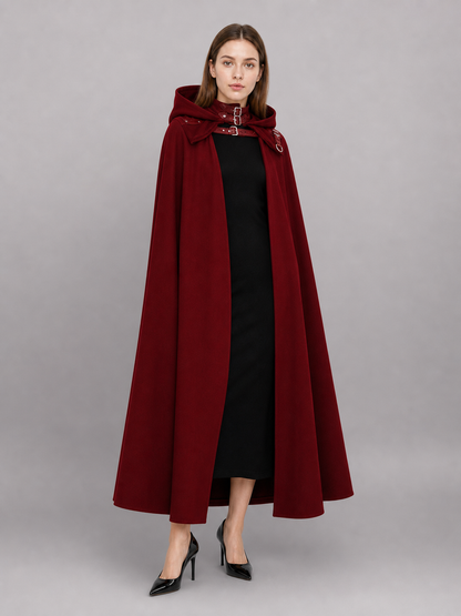Burgundy Carnival Cloak with Hood