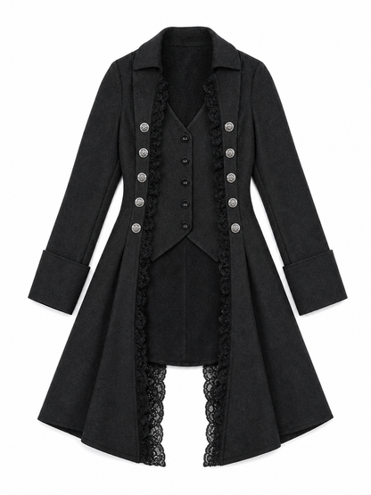 Gothic Long Frock Coat with High Collar