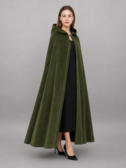 Long Green Hooded Costume Cloak