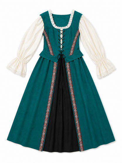 Renaissance-Style Dress with a Square Neckline