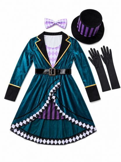 Stage Costume with an Asymmetrical Skirt and Top Hat