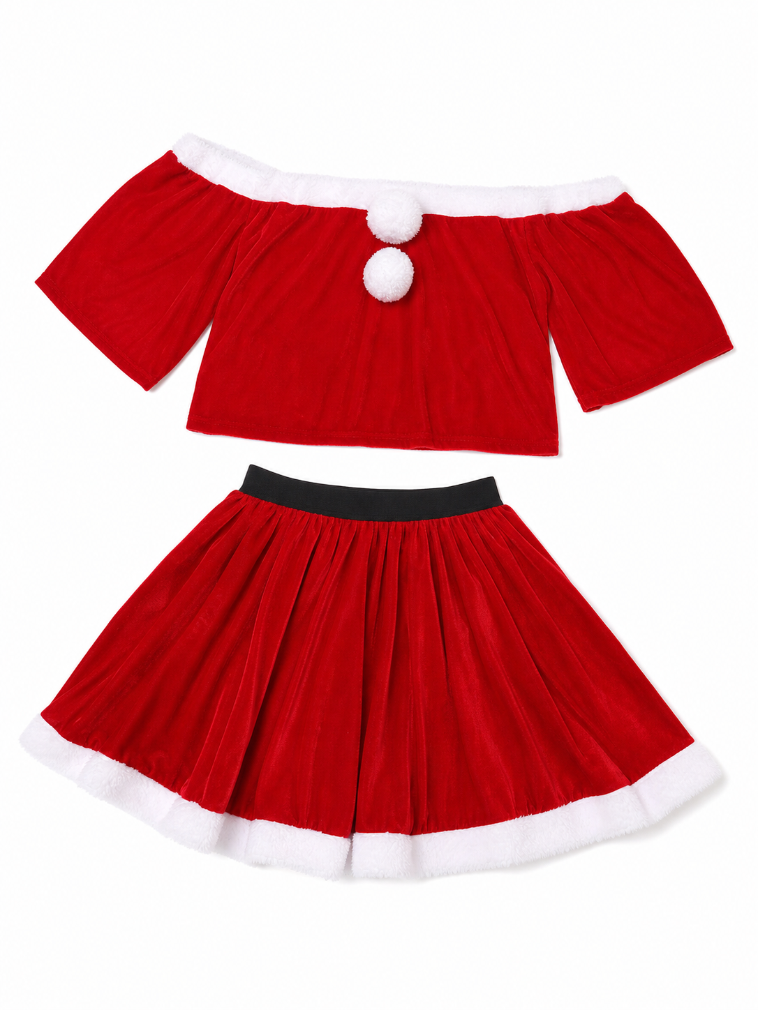 Festive Santa Claus Costume: Top, Skirt, and Hat