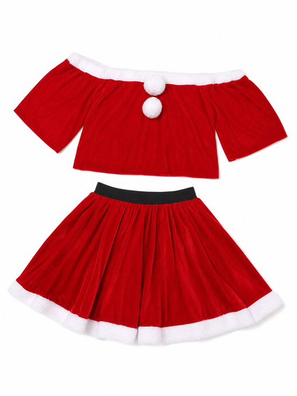 Festive Santa Claus Costume: Top, Skirt, and Hat