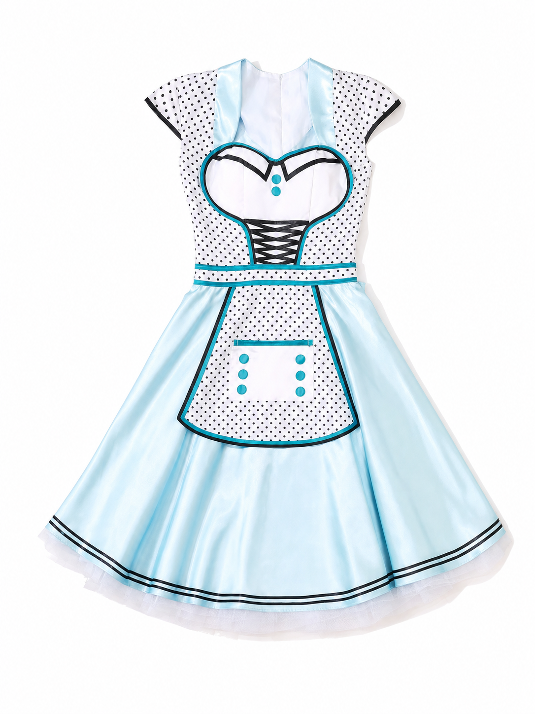 Alice-Inspired Costume Dress with Polka-Dot Apron