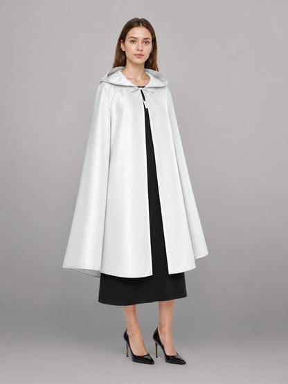 White Medieval Hooded Costume Cloak