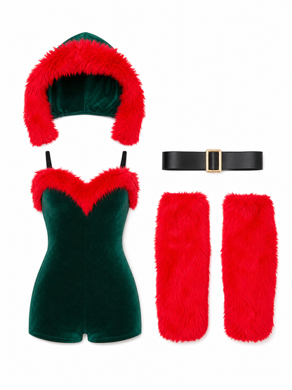 Christmas Hooded Jumpsuit Costume included items