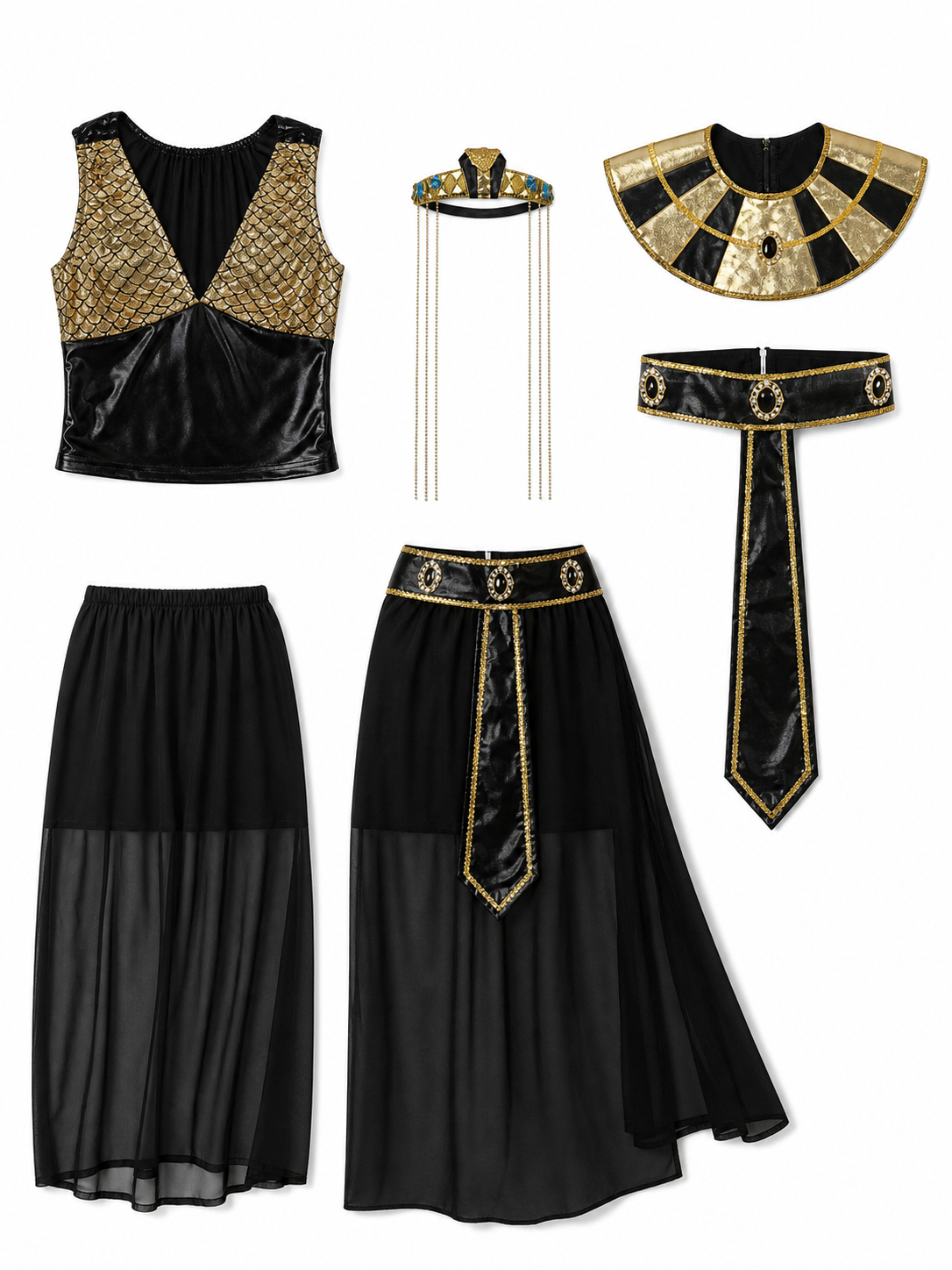 Egyptian XXL costume, black and gold set