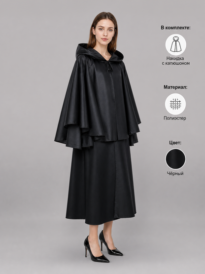 Black Hooded Costume Cloak for Cosplay