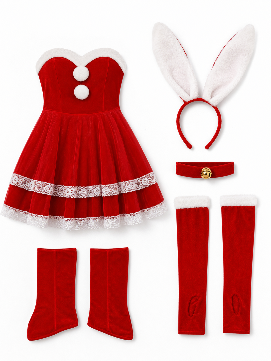 New Year's Bunny Costume: Red Dress with Ears