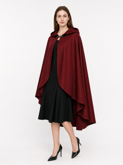 Burgundy Hooded Costume Cloak for Cosplay