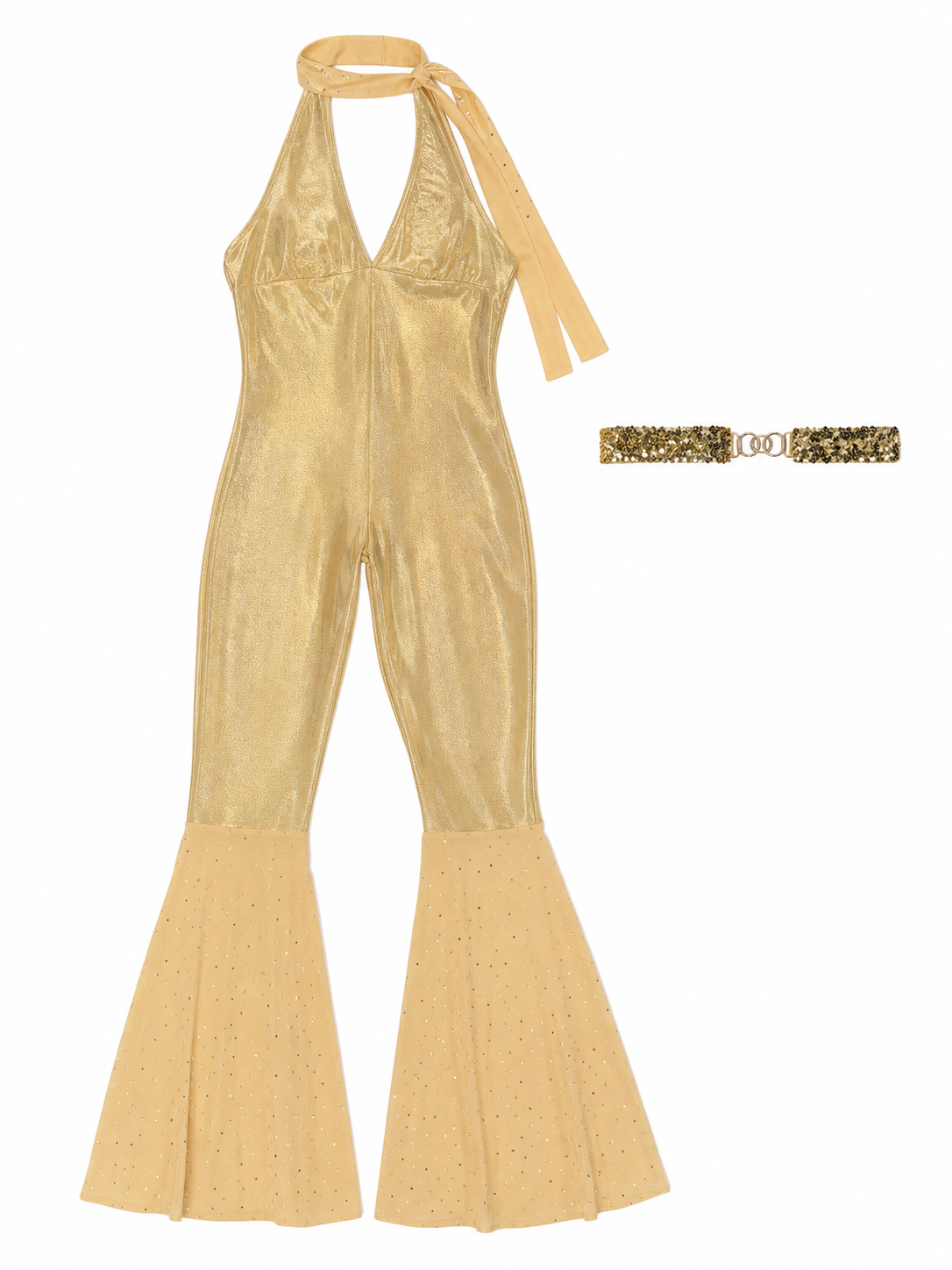 Gold 70s Disco-Style Jumpsuit for Cosplay