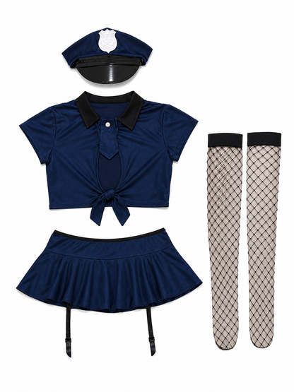 Police-Style Costume: Top, Skirt, and Cap